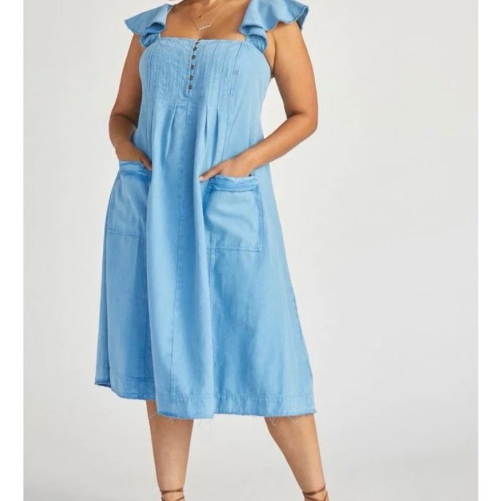 PILCRO Anthropologie Cottagecore Flutter Sleeve Midi Dress Size Large - Picture 9 of 9